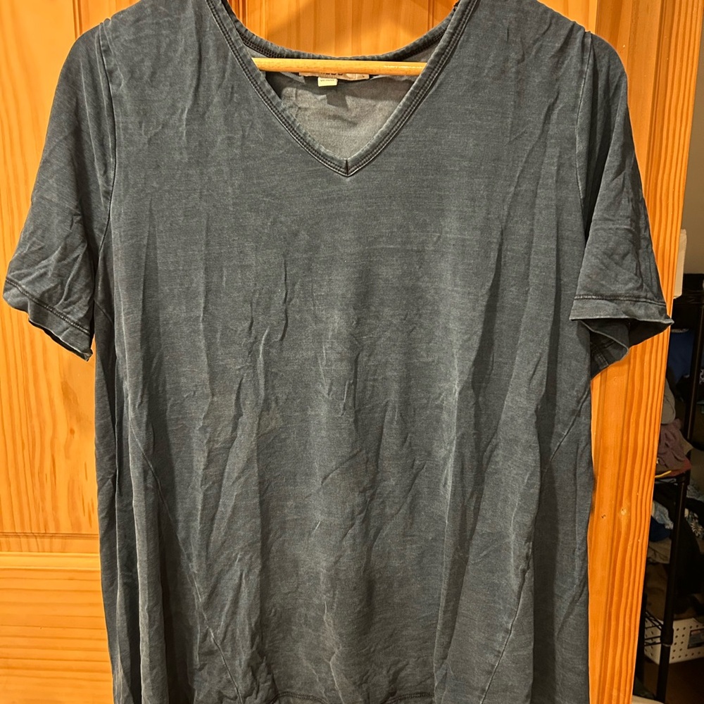 Chico's Washed V-Neck Short Sleeve Tee - Dark Navy